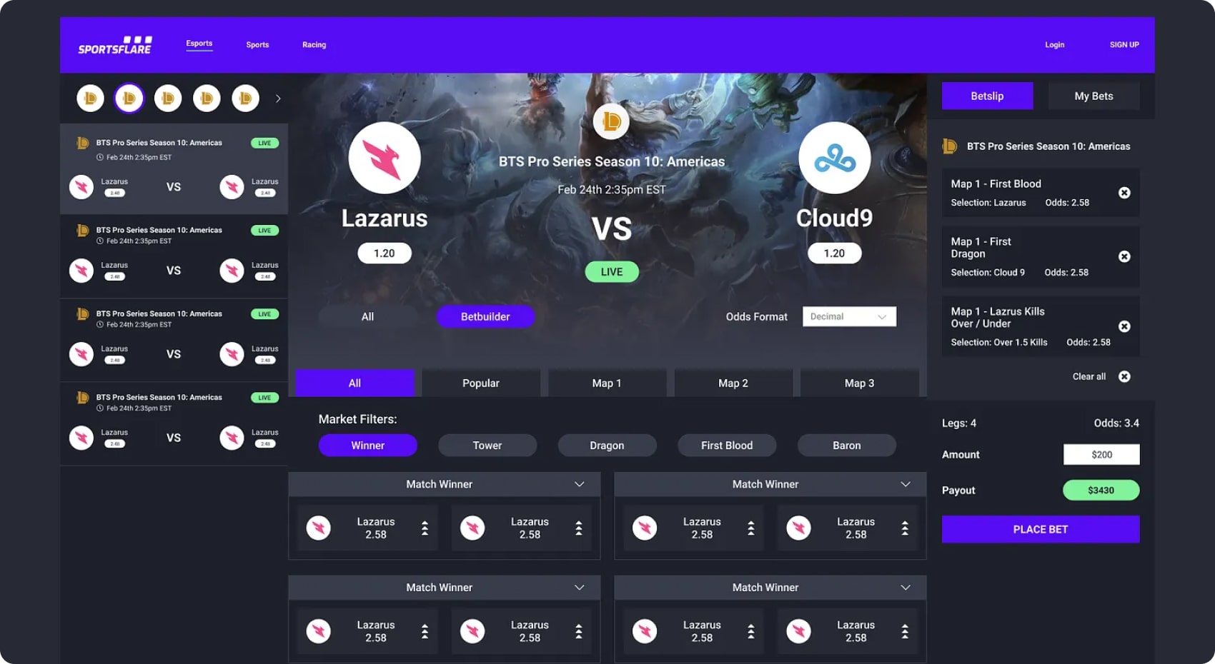 Sportsflare Esports Prediction Engine
